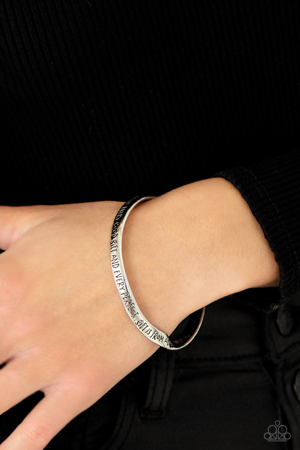 Perfect Present - Silver Inspirational Bangle Bracelet Paparazzi