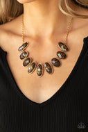 Elliptical Episode - Brown Gemstone Necklace Paparazzi