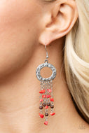 Primal Prestige - Red Crackle Earrings Paparazzi