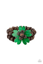 Load image into Gallery viewer, Tropical Flavor - Green Wooden Flower Bracelet Paparazzi
