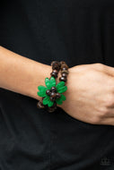 Tropical Flavor - Green Wooden Flower Bracelet Paparazzi