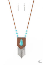 Load image into Gallery viewer, Enchantingly Tribal - Blue Crackle Leather Necklace Paparazzi
