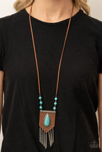 Load image into Gallery viewer, Enchantingly Tribal - Blue Crackle Leather Necklace Paparazzi
