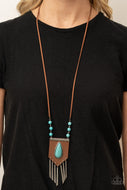 Enchantingly Tribal - Blue Crackle Leather Necklace Paparazzi