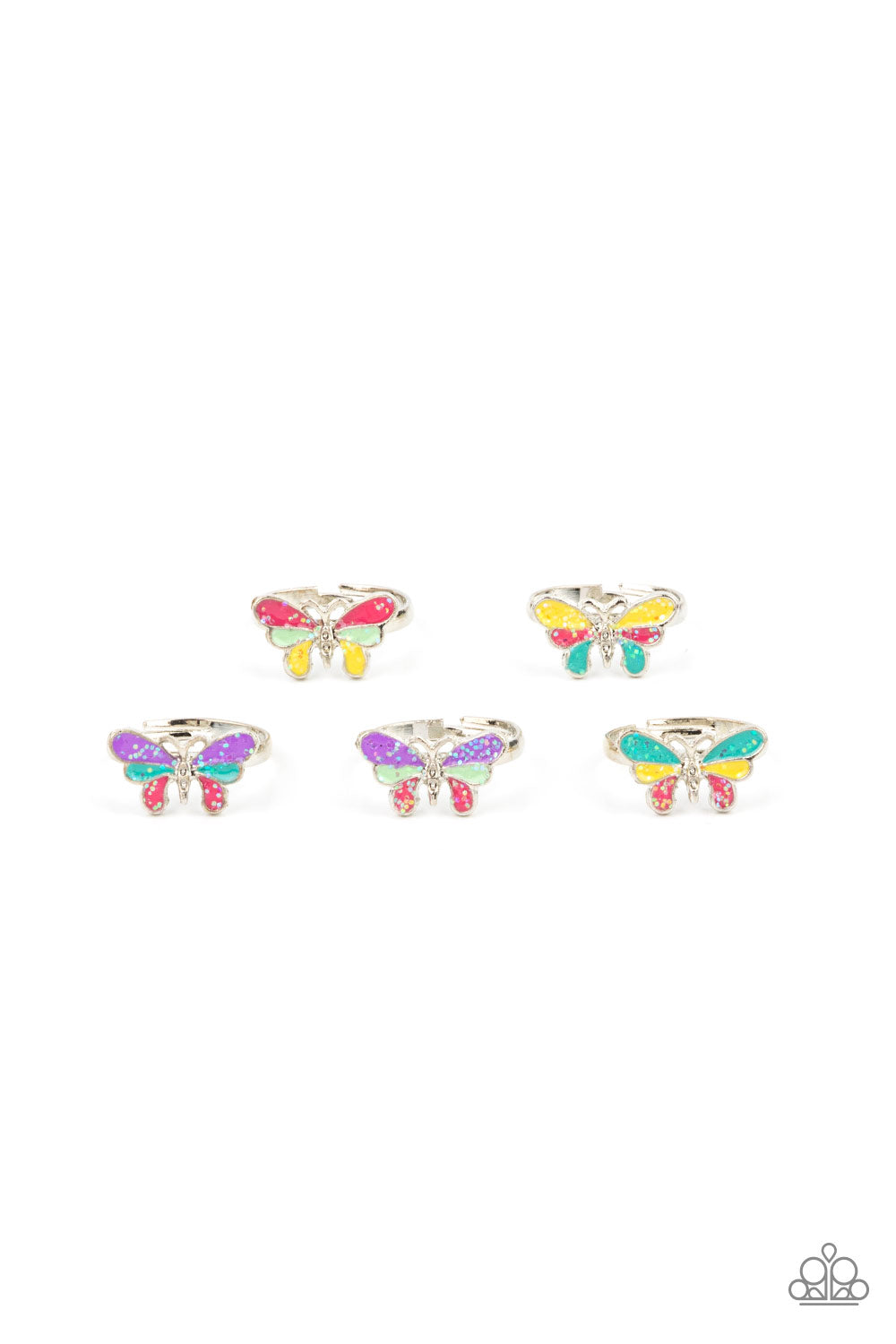 Starlet Shimmer Kids Jewelry Multi-Color Butterfly Rings Paparazzi - 5 Pack