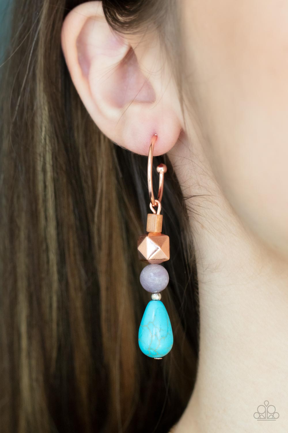 Boulevard Stroll - Copper Multi-Color Earrings Paparazzi