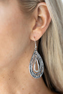 Plains Pathfinder - Silver Teardrop Hammer Earrings Paparazzi