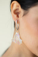 Jaw-Droppingly Jelly - Silver Iridescent Flower Earrings Paparazzi