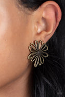 Artisan Arbor - Brass Stud Flower Earrings Paparazzi