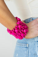 Island Mixer - Pink Wooden Stretchy Bracelet Paparazzi