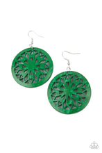 Load image into Gallery viewer, Ocean Canopy - Green Wood Earrings Paparazzi
