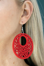 Load image into Gallery viewer, Tropical Reef - Red Wooden Earrings Paparazzi
