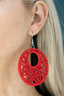Tropical Reef - Red Wooden Earrings Paparazzi
