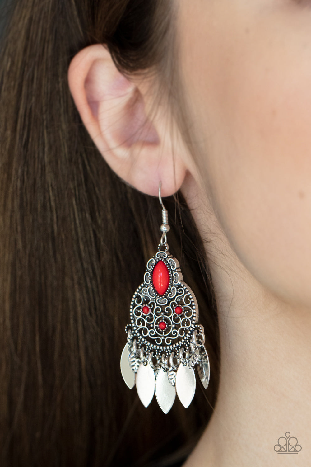 Galapagos Glamping - Red Silver Earrings
