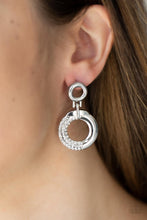 Load image into Gallery viewer, Modern Motivation - White Dainty Diamond Earrings Paparazzi
