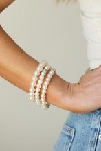 Load image into Gallery viewer, Here Comes The Heiress - White Pearl Stretchy Bracelet Paparazzi
