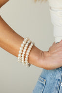 Here Comes The Heiress - White Pearl Stretchy Bracelet Paparazzi