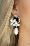 Elegant Expo - White Hoops Earrings Paparazzi