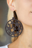 Cosmic Paradise - Brown Star Wooden Earrings Paparazzi