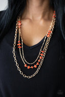 Artisanal Abundance Orange Necklace Paparazzi