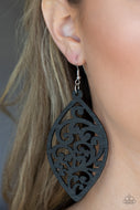 Coral Garden - Black Wooden Earrings Paparazzi