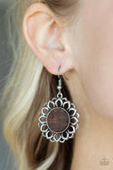 Farmhouse Fashionista - Brown Flower Earrings Paparazzi