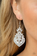 Royal Hustle - White Diamond Life of the Party Earrings Paparazzi