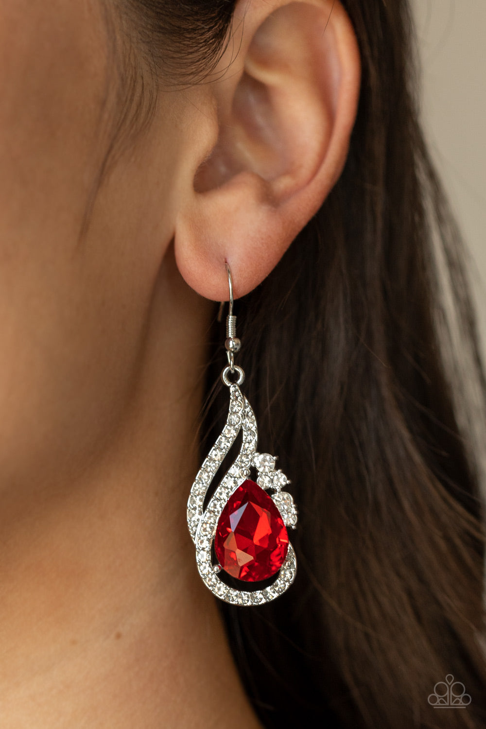Dancefloor Diva - Red Diamond Earrings Paparazzi