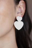 Heart-Racing Refinement - Silver Heart Stud Earrings Paparazzi