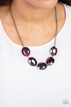 Load image into Gallery viewer, Cosmic Closeup - Brass Oil Spill Necklace Paparazzi
