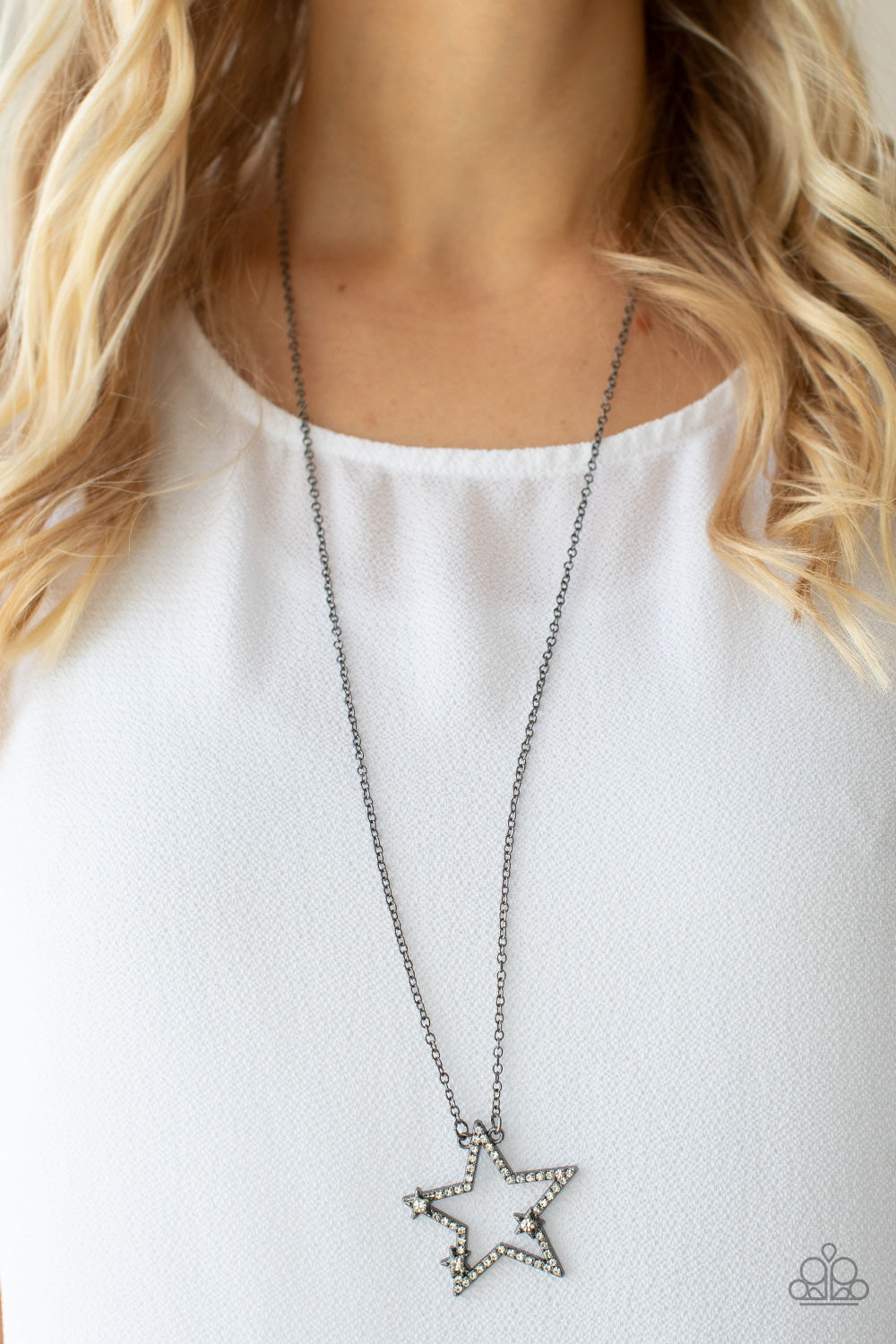 I Pledge Allegiance to the Sparkle - Black Gunmetal Star Necklace