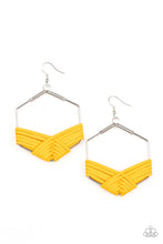 Load image into Gallery viewer, Suede Solstice - Yellow Leather Earrings Paparazzi
