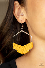 Load image into Gallery viewer, Suede Solstice - Yellow Leather Earrings Paparazzi
