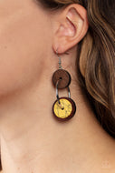 Artisanal Aesthetic - Yellow Wood Earrings Paparazzi
