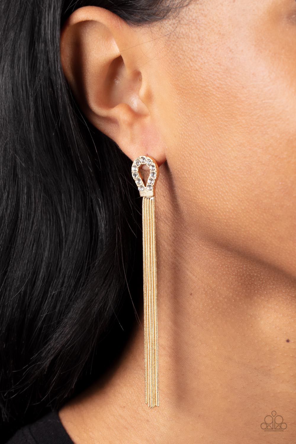 Dallas Debutante - Gold Diamond Earrings Paparazzi