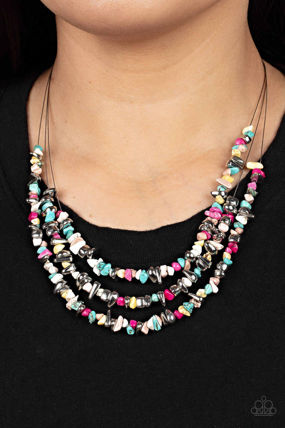 Placid Pebbles - Multi-Color Crackle Necklace Paparazzi