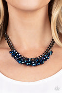 Galactic Knockout - Blue Oil Spill Gunmetal Necklace Paparazzi