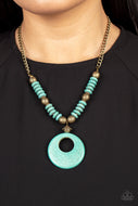 Oasis Goddess - Brass & Blue Crackle Necklace Paparazzi