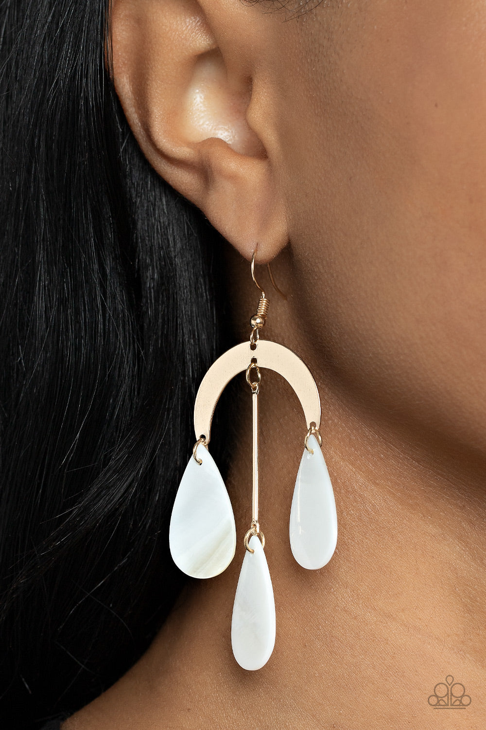 Atlantis Ambience - Gold Seashell Earrings Paparazzi