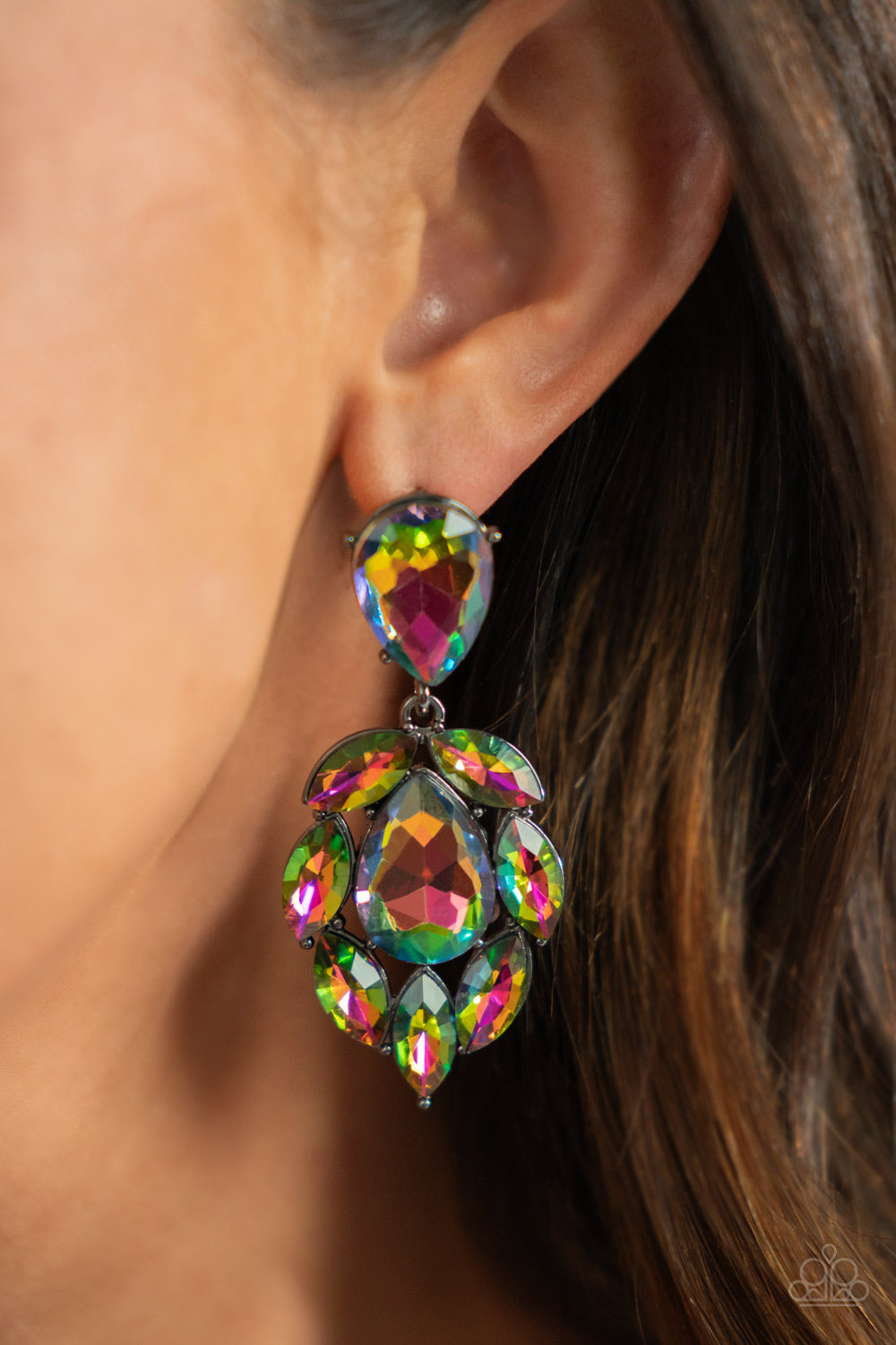Galactic Go-Getter - Multi-Color Oil Spill Earrings - Life of the Party Feb 2022 Paparazzi