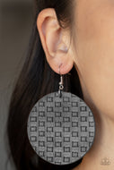 WEAVE Me Out Of It - Silver Leather Earrings Paparazzi