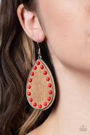 Rustic Refuge - Red Wood Teardrop Earrings Paparazzi