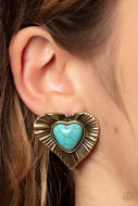 Rustic Romance - Brass Heart Earrings Paparazzi