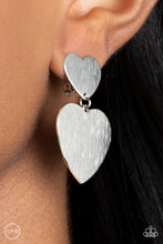 Load image into Gallery viewer, Cowgirl Crush - Silver Heart Stud Earrings Paparazzi
