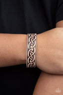 Rebel Runes - Brown Leather Snap Bracelet Paparazzi