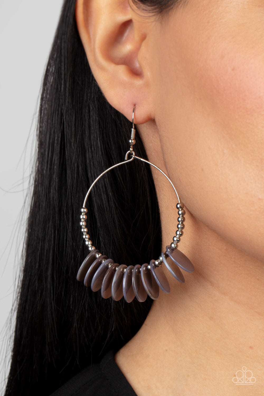 Caribbean Cocktail - Silver Shell Earrings Paparazzi