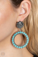 Playfully Prairie - Blue Crackle Clip-On Earrings Paparazzi