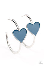 Load image into Gallery viewer, Kiss Up - Blue Heart Hoops Paparazzi

