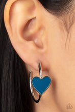 Load image into Gallery viewer, Kiss Up - Blue Heart Hoops Paparazzi
