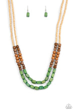 Load image into Gallery viewer, Bermuda Bellhop - Green Wooden Necklace Paparazzi
